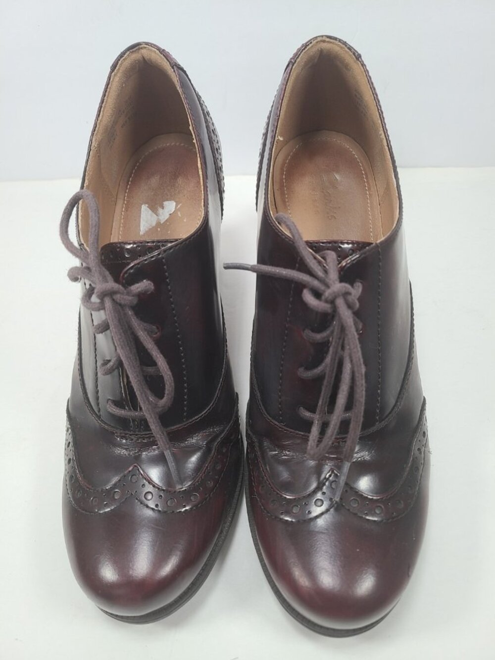 Clarks Artisan Ciera Pier Burgundy Brogue Heels  Brine Oxblood US 8 Wingtip - Picture 3 of 9